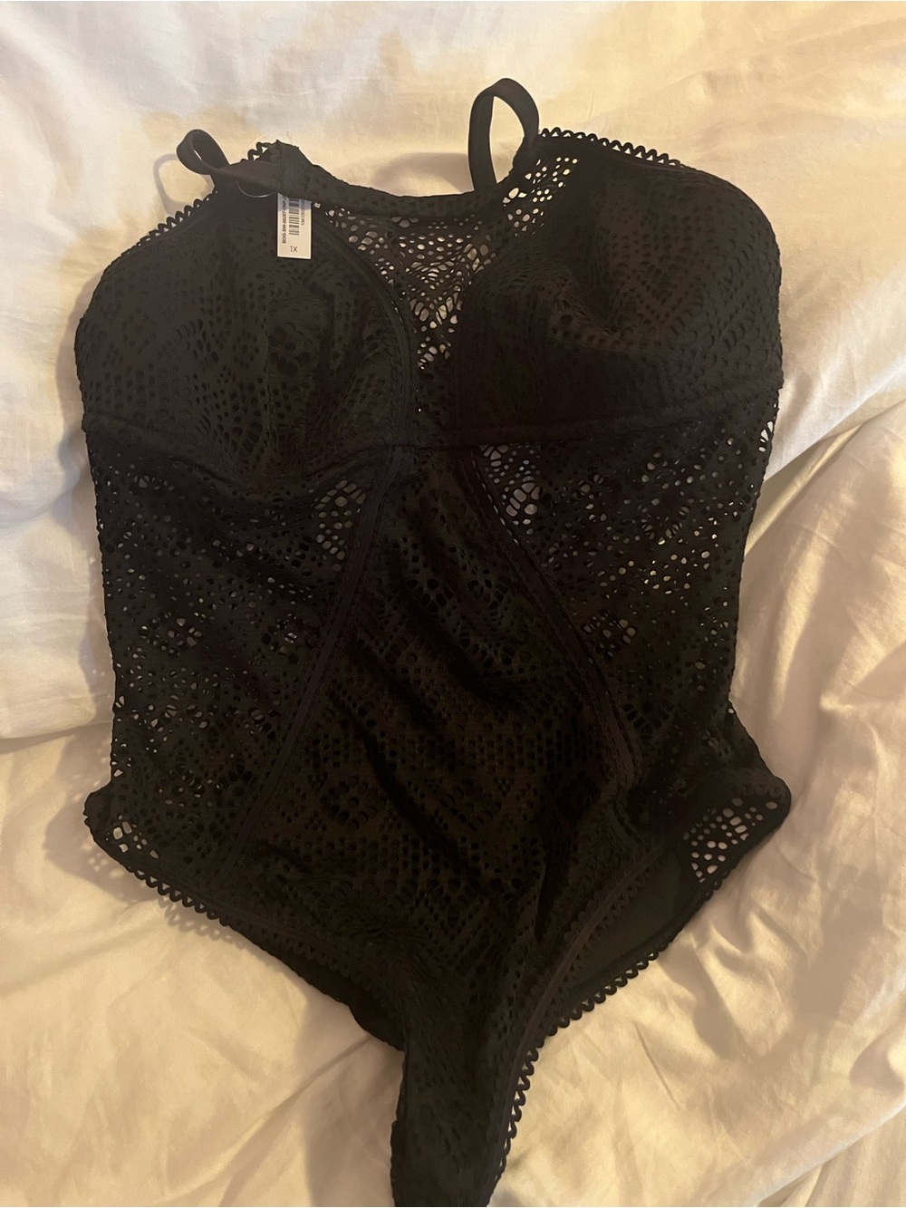 Adore Me NWT Black Crochet Lace One-Piece Swimsuit Plus Size 1X